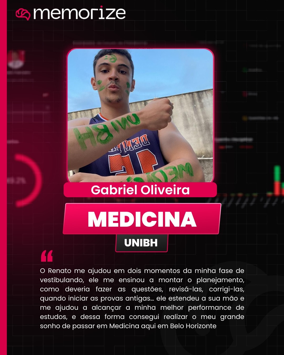 Depoimento Gabriel Oliveira, aprovado em Medicina na UNIBH