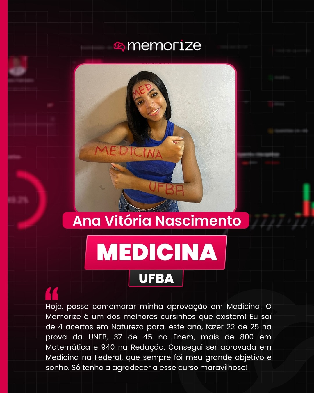 Depoimento Ana Vitória Nascimento, aprovada em Medicina na UFBA